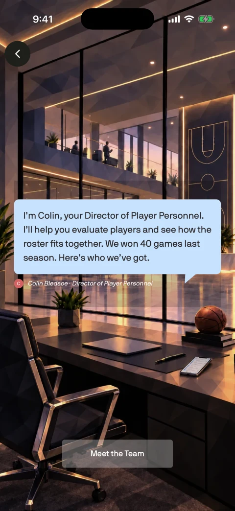 A staff welcome message in the basketball front office
