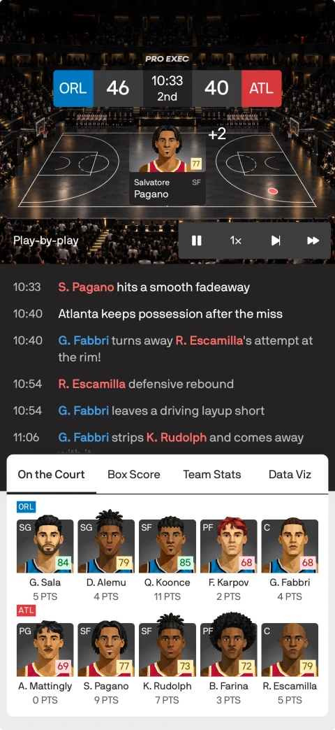 A live NBL game with play-by-play and player statistics